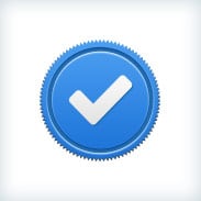 Blue badge with a checkmark