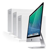 iMac and three computer boxes